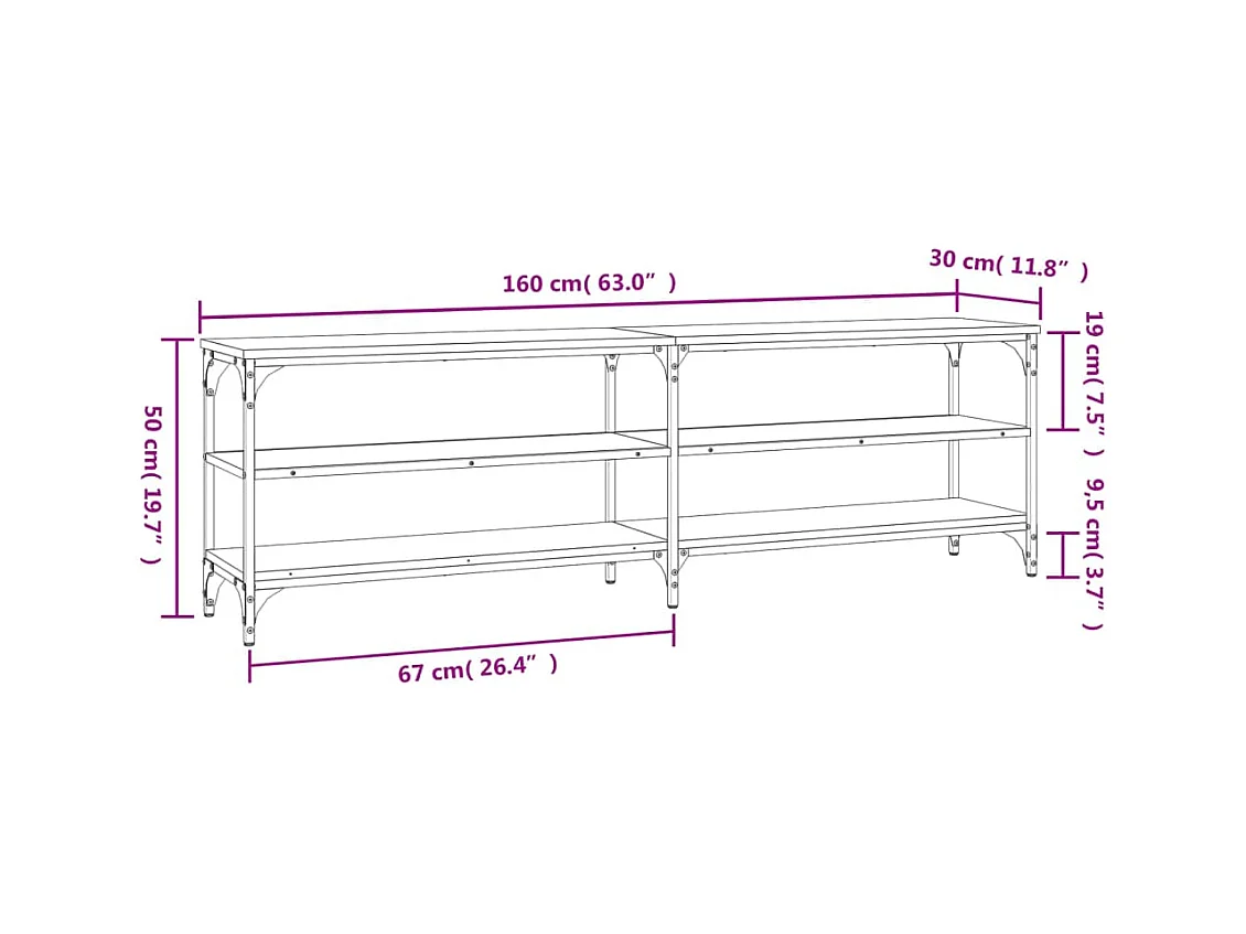 Chiloquin  Mueble de TV madera contrachapada gris Sonoma 160x30x50 cm