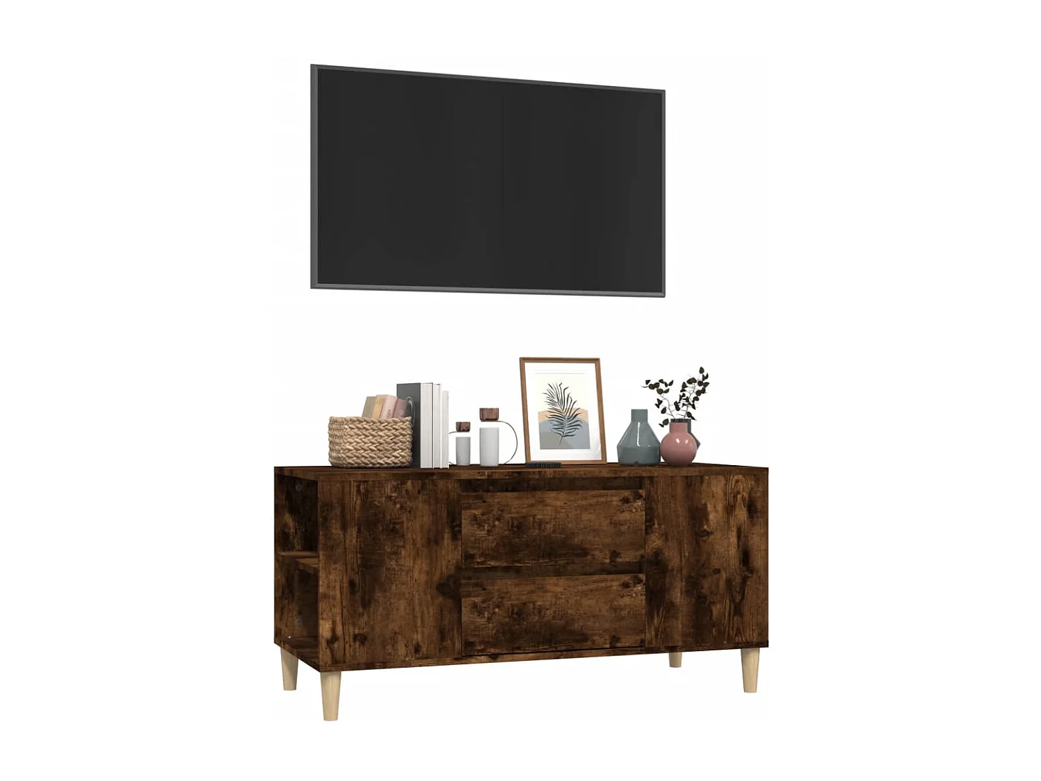 Broomfield  Meuble TV Chêne fumé 102x44,5x50 cm Bois d'ingénierie