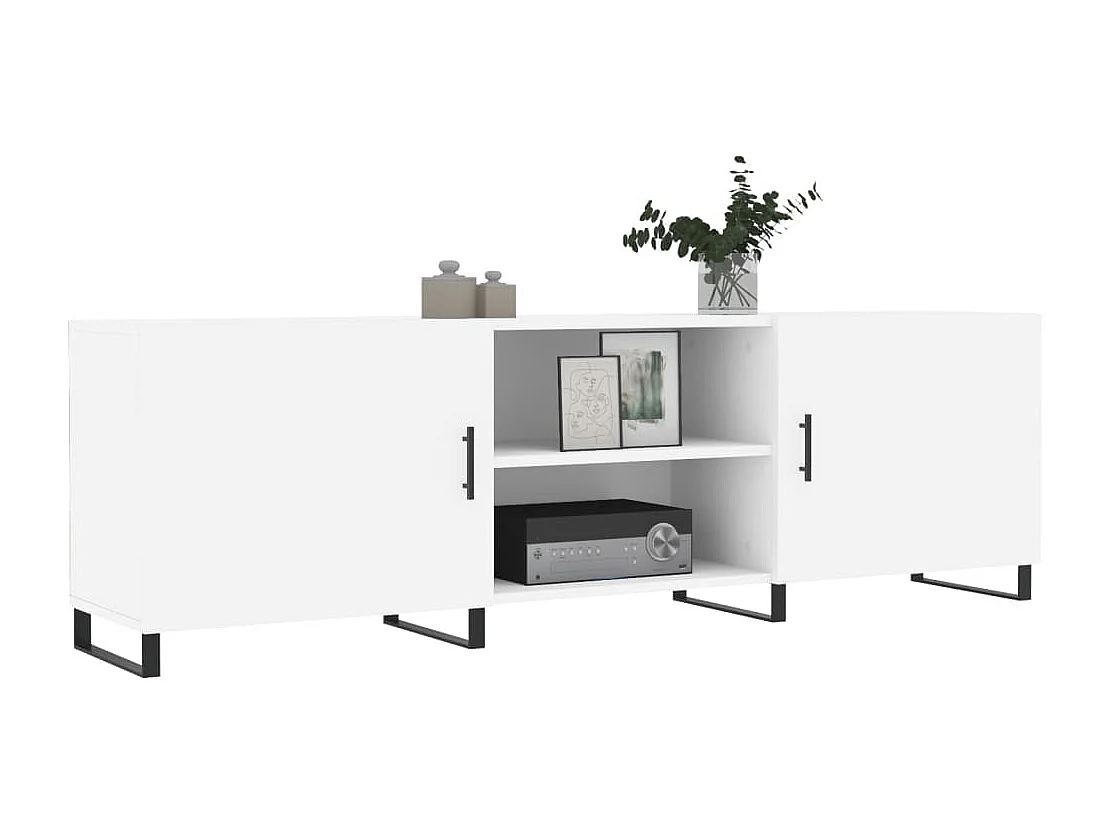 Astrid Helene  Meuble TV blanc 150x30x50 cm bois d'ingénierie