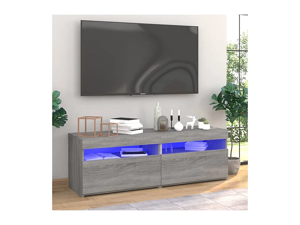 Ilion  Meubles TV 2 pcs avec lumières LED Sonoma gris 60x35x40 cm