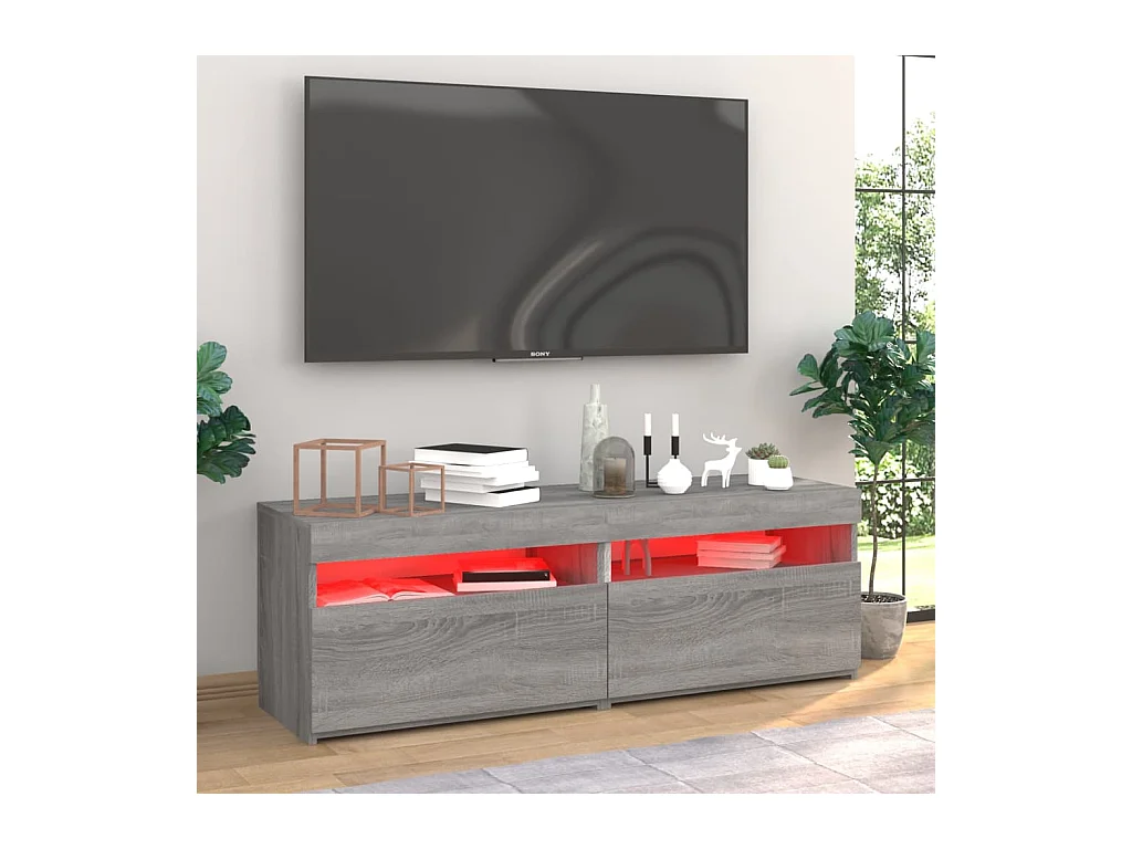 Ilion  Meubles TV 2 pcs avec lumières LED Sonoma gris 60x35x40 cm