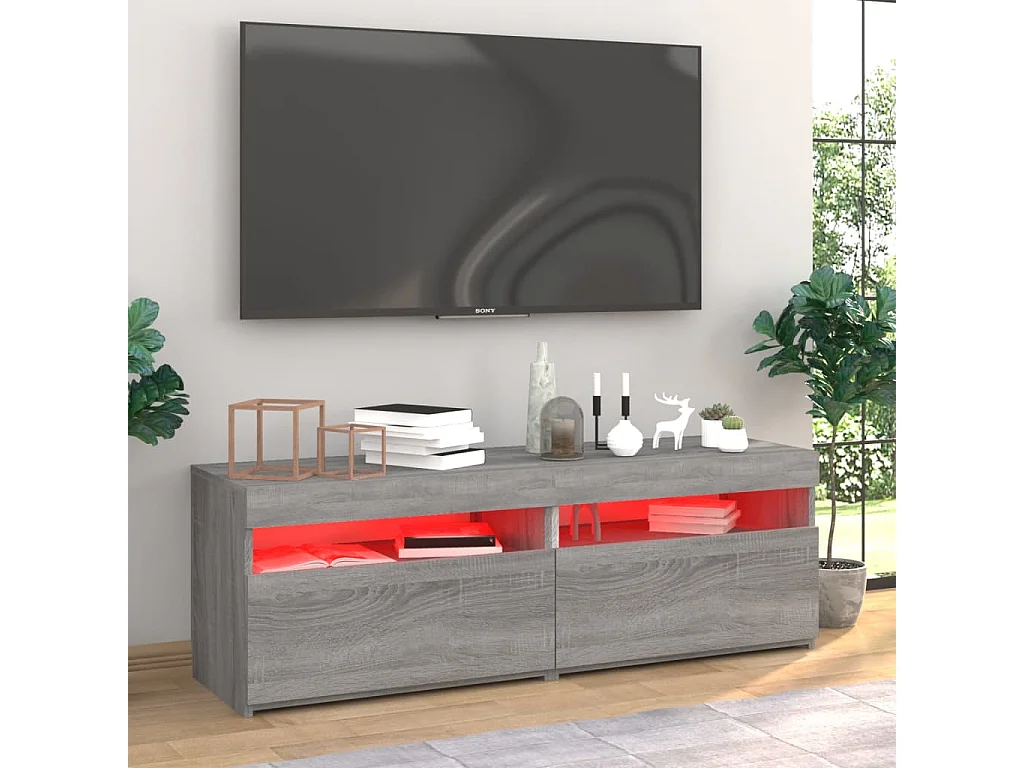 Ilion  Muebles de TV 2 uds con luces LED gris Sonoma 60x35x40 cm