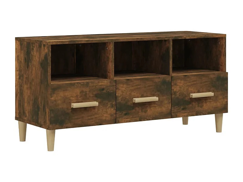 Sophie-Françoise  Meuble TV Chêne fumé 102x36x50 cm Bois d'ingénierie