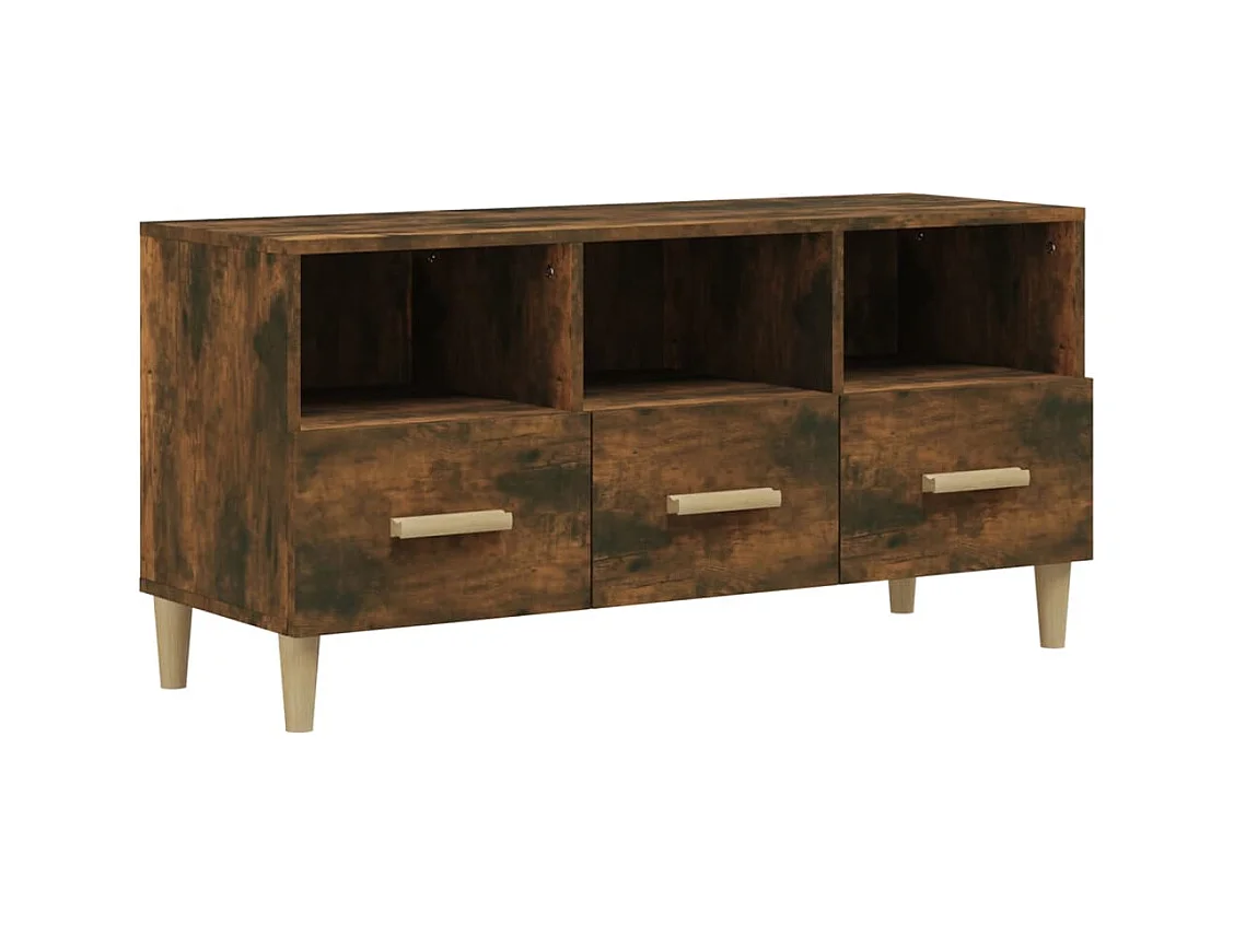 Sophie-Françoise  Meuble TV Chêne fumé 102x36x50 cm Bois d'ingénierie