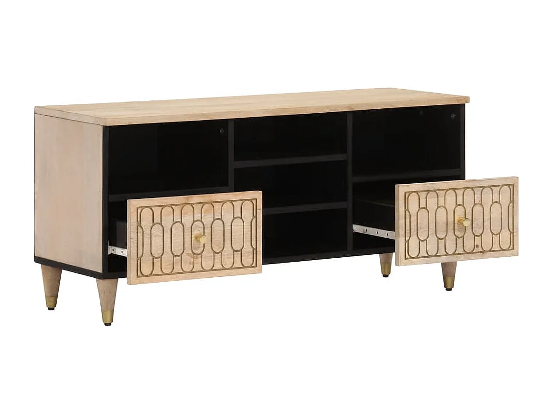 Garden Furniture -  Mueble de TV madera maciza de mango 100x33x46 cm
