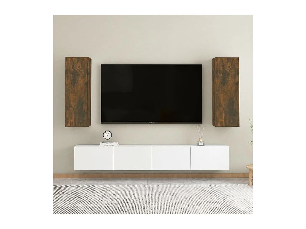 Hoeselt  Meubles TV 2 pcs Chêne fumé 30,5x30x90 cm Bois d'ingénierie