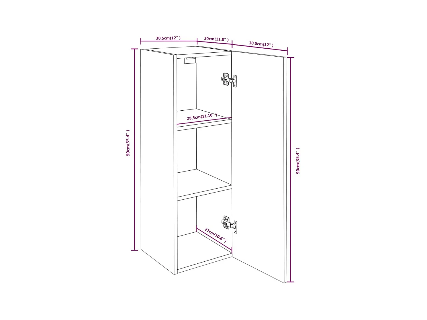 Hoeselt  Meubles TV 2 pcs Chêne fumé 30,5x30x90 cm Bois d'ingénierie