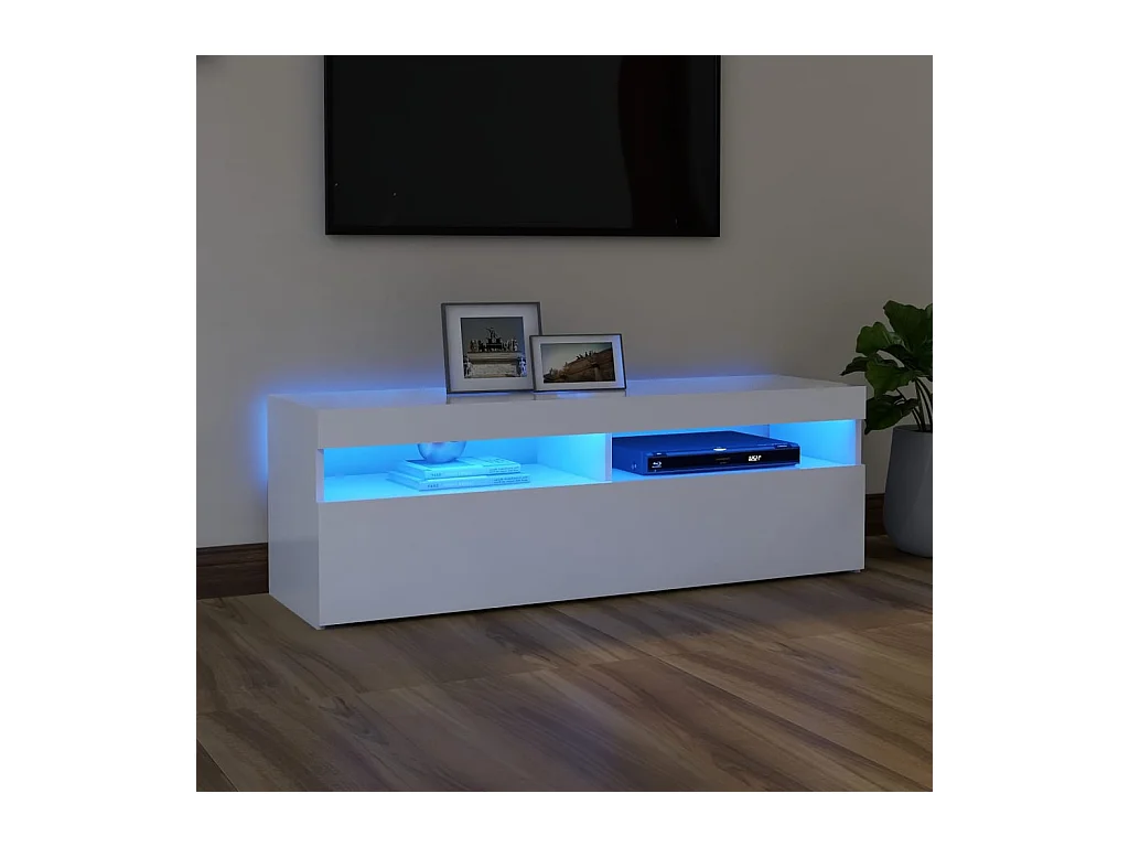 Ilion  Meuble TV avec lumières LED blanc 120x35x40 cm