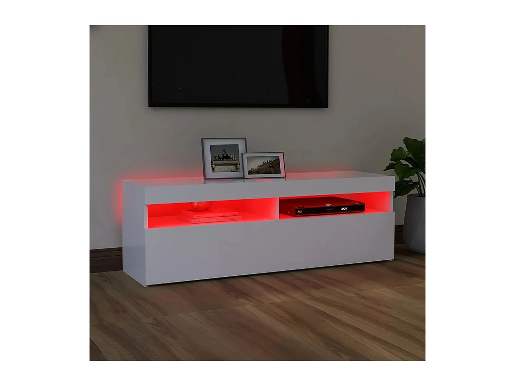 Ilion  Meuble TV avec lumières LED blanc 120x35x40 cm
