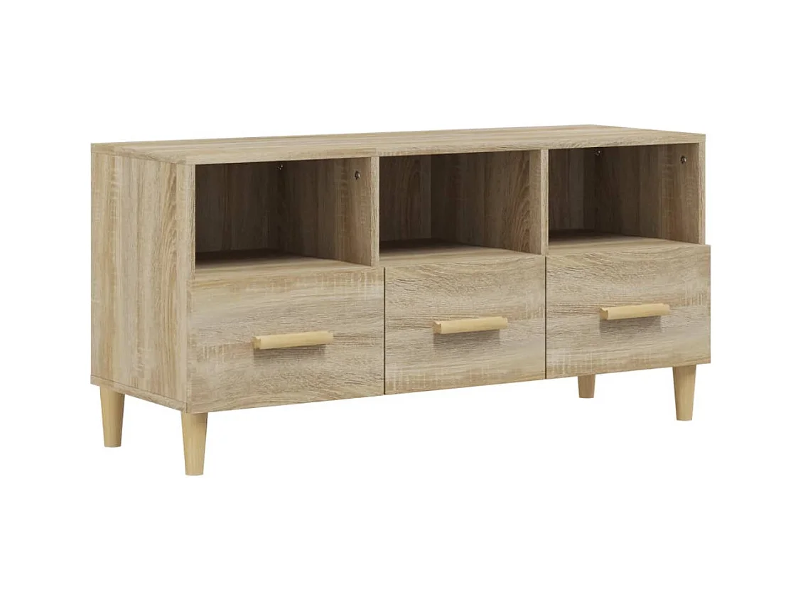 Sophie-Françoise  Meuble TV Chêne sonoma 102x36x50 cm Bois d'ingénierie