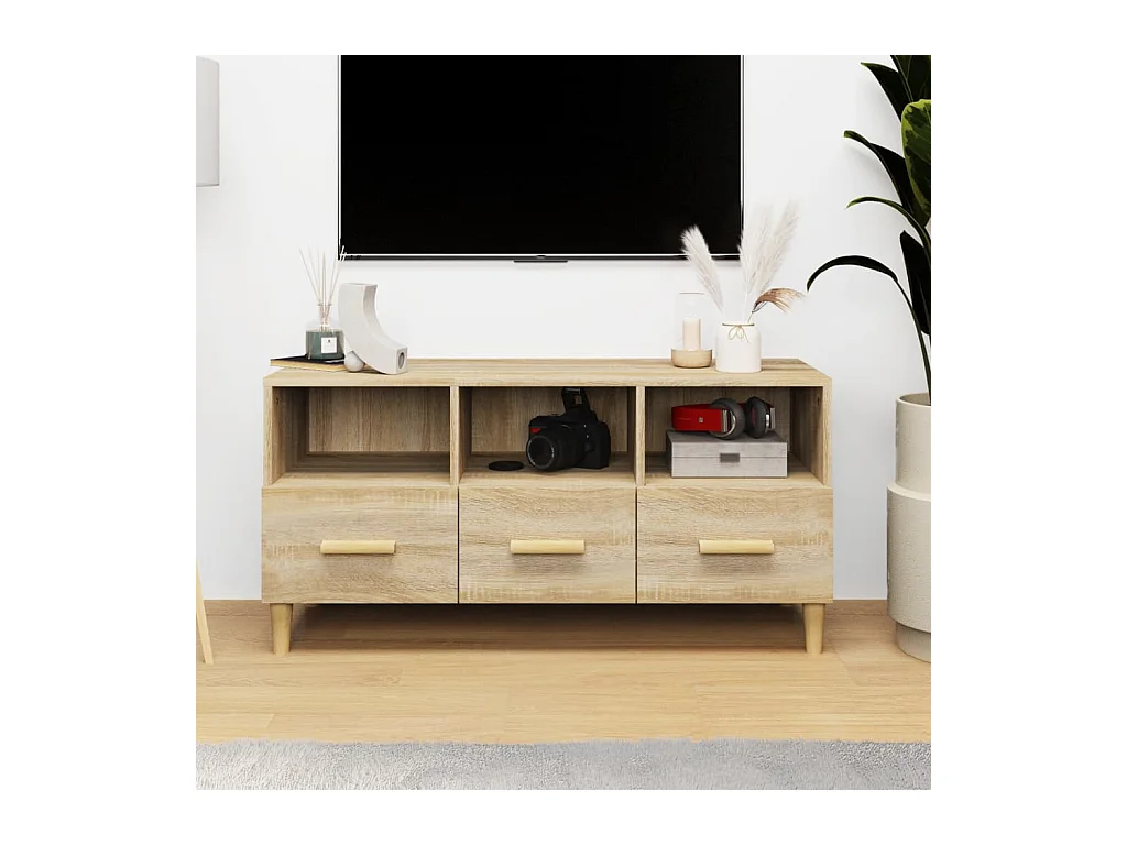 Sophie-Françoise  Meuble TV Chêne sonoma 102x36x50 cm Bois d'ingénierie
