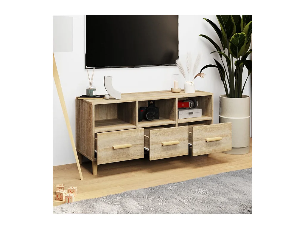 Sophie-Françoise  Meuble TV Chêne sonoma 102x36x50 cm Bois d'ingénierie