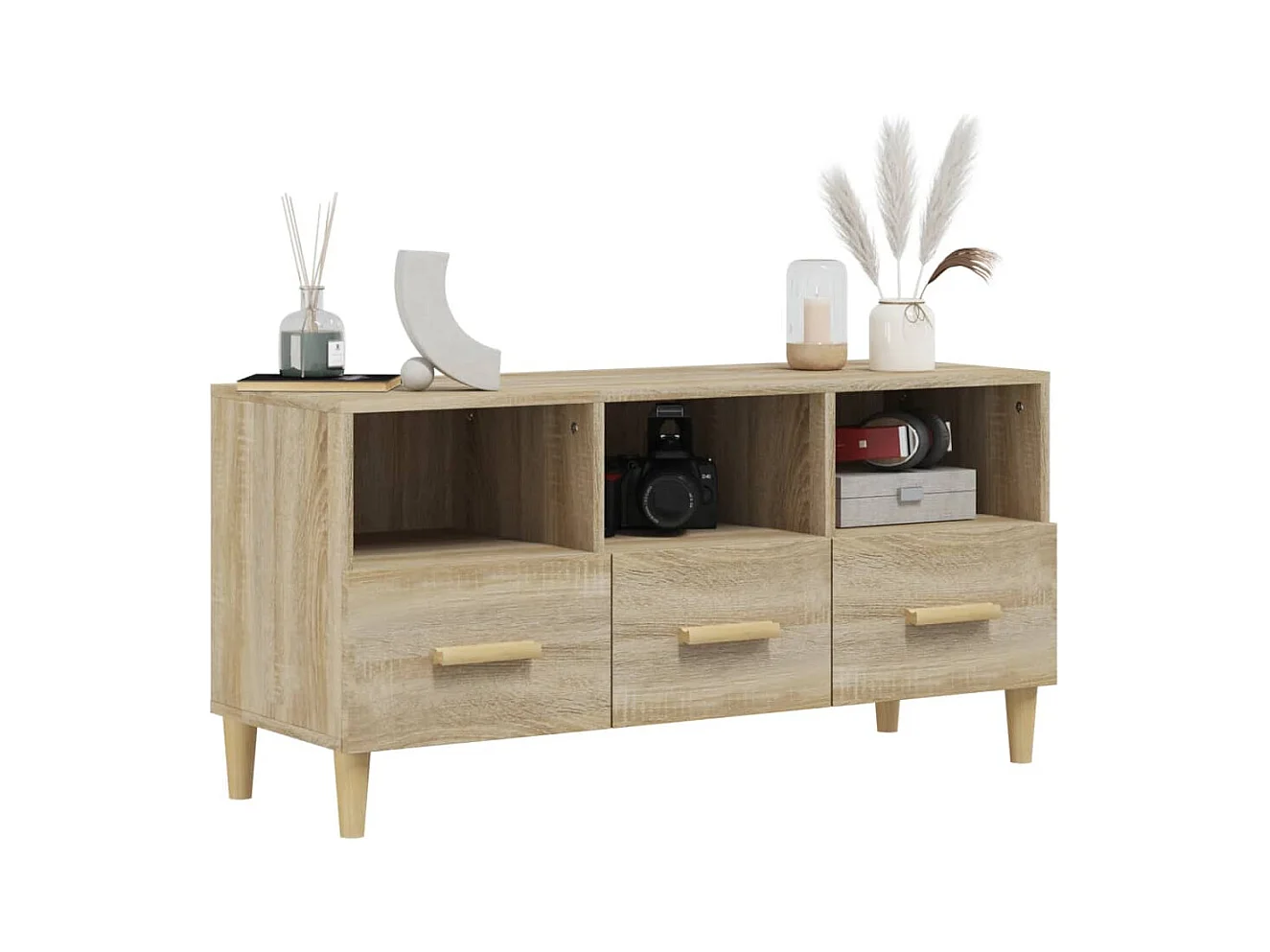 Sophie-Françoise  Meuble TV Chêne sonoma 102x36x50 cm Bois d'ingénierie