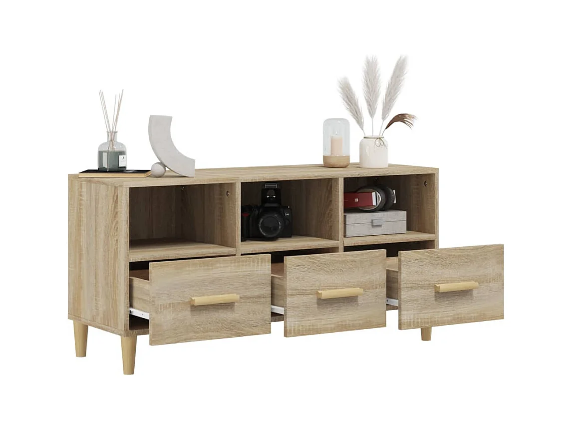 Sophie-Françoise  Meuble TV Chêne sonoma 102x36x50 cm Bois d'ingénierie