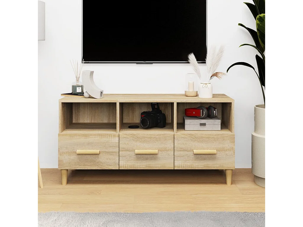 Sophie-Françoise  Meuble TV Chêne sonoma 102x36x50 cm Bois d'ingénierie