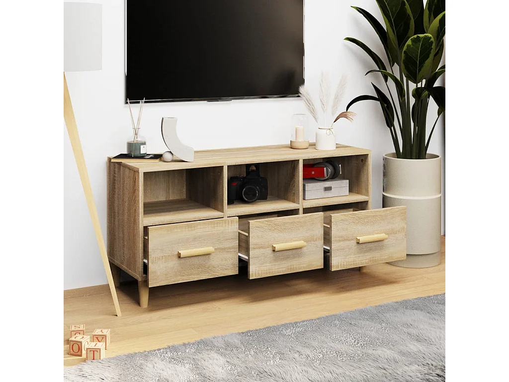 Sophie-Françoise  Meuble TV Chêne sonoma 102x36x50 cm Bois d'ingénierie