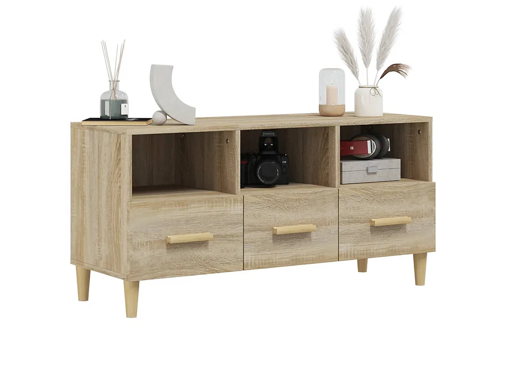 Sophie-Françoise  Meuble TV Chêne sonoma 102x36x50 cm Bois d'ingénierie