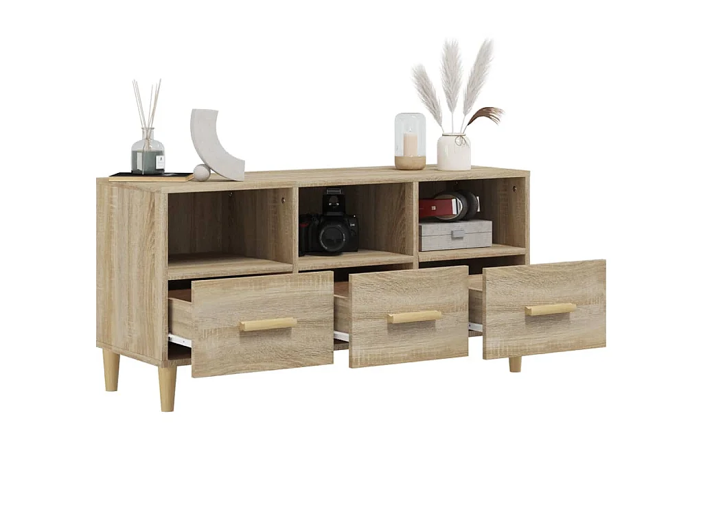 Sophie-Françoise  Meuble TV Chêne sonoma 102x36x50 cm Bois d'ingénierie