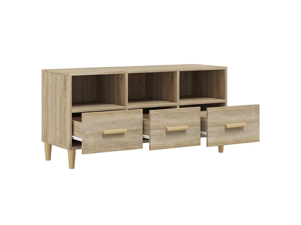 Sophie-Françoise  Meuble TV Chêne sonoma 102x36x50 cm Bois d'ingénierie