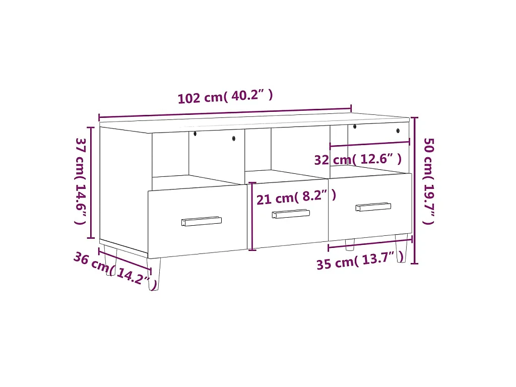 Sophie-Françoise  Meuble TV Chêne sonoma 102x36x50 cm Bois d'ingénierie