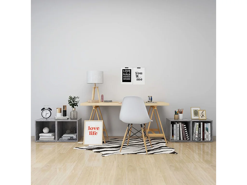 Cape Canaveral  Mueble de TV 4uds madera contrachapada gris hormigón 37x35x37cm