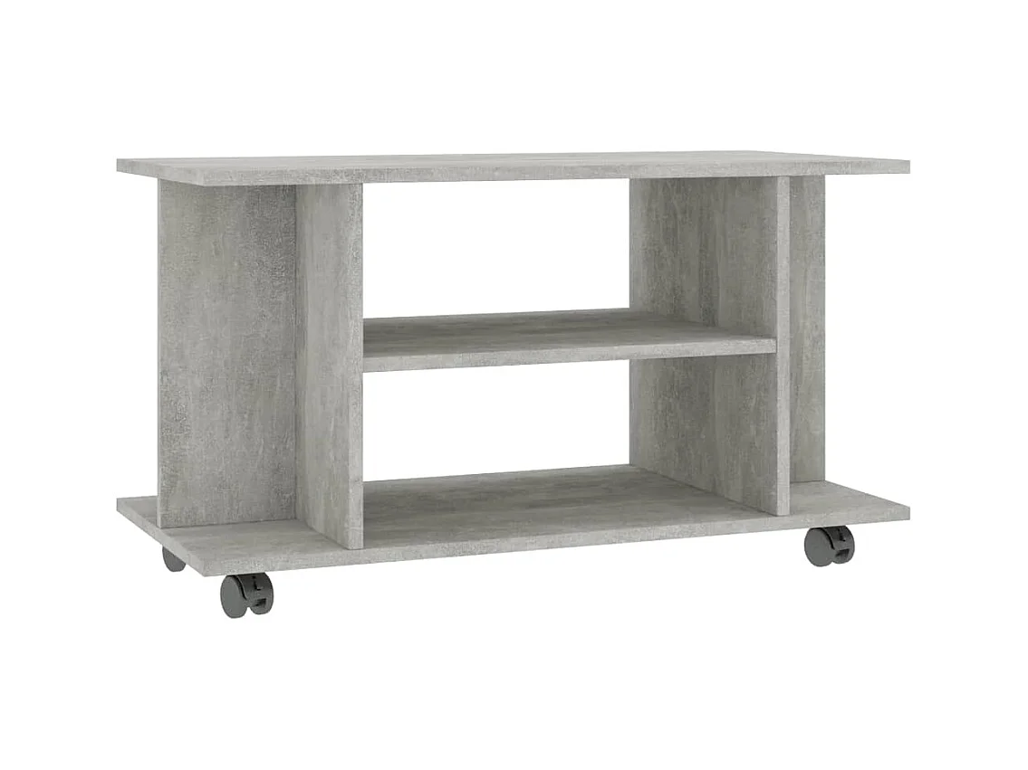 Dahlia  Meuble TV et roulettes gris béton 80x40x45 cm bois d'ingénierie