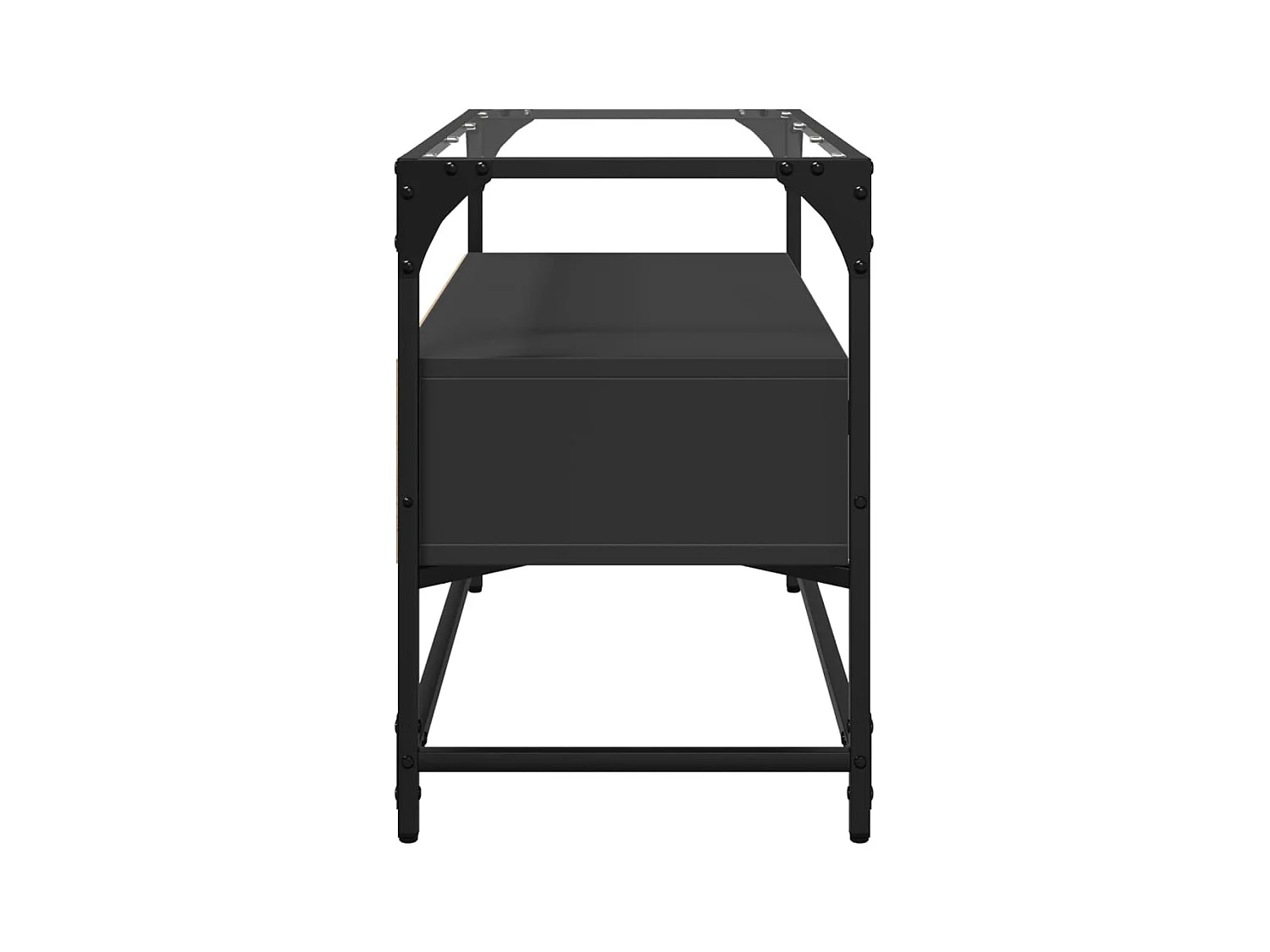 Varel  Mueble TV cristal y madera ingeniería negro 80x35x51 cm