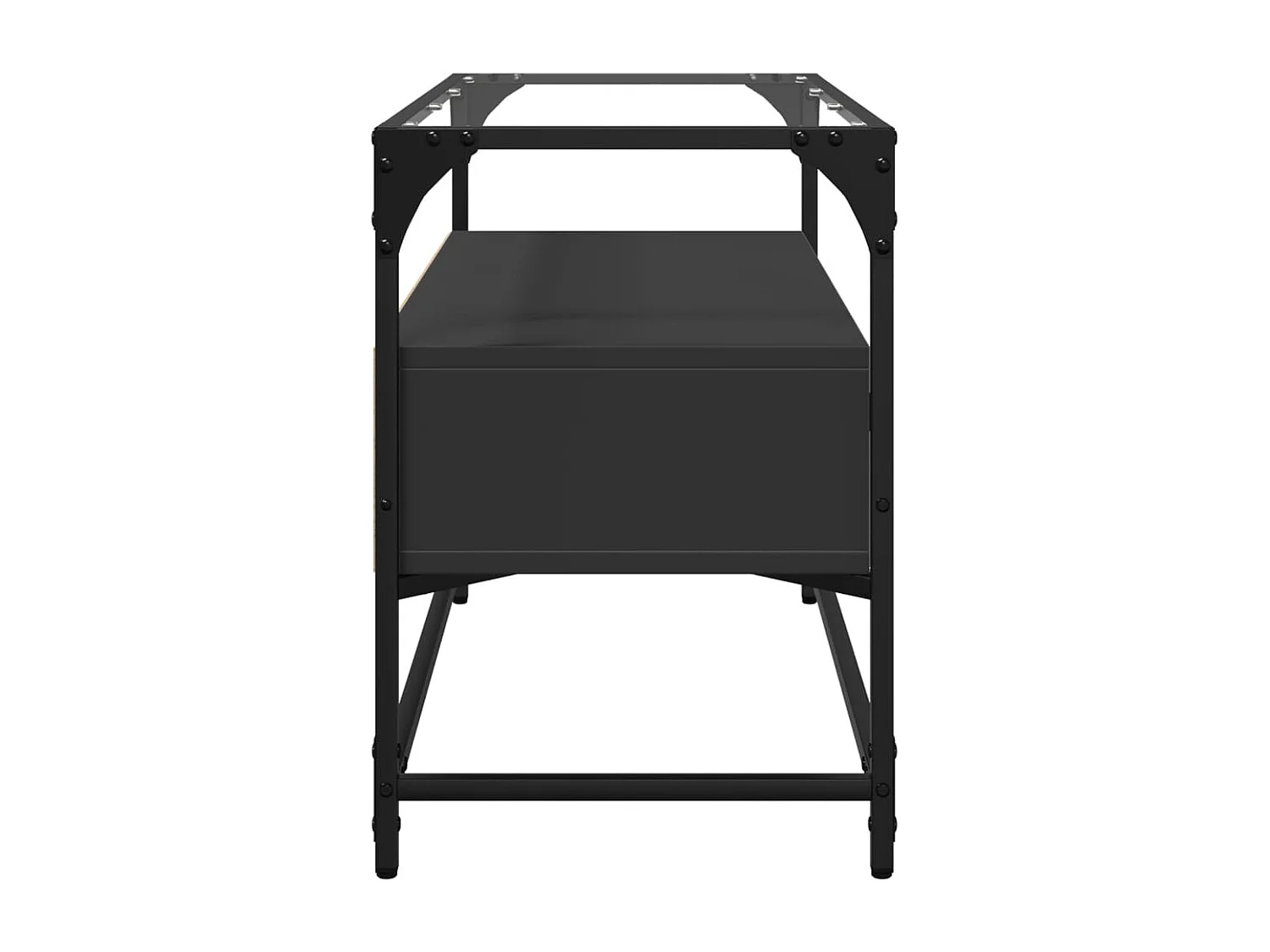 Varel  Meuble TV et dessus en verre noir 80x35x51 cm bois d'ingénierie