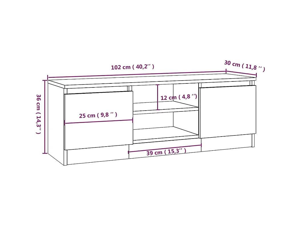 Eugene  Tv-meubel met deur 102x30x36 cm betongrijs