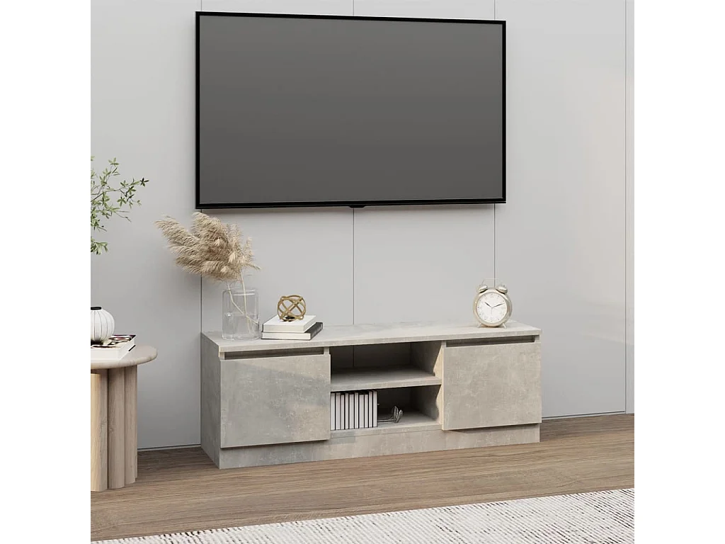 Eugene  Meuble TV avec porte Gris béton 102x30x36 cm