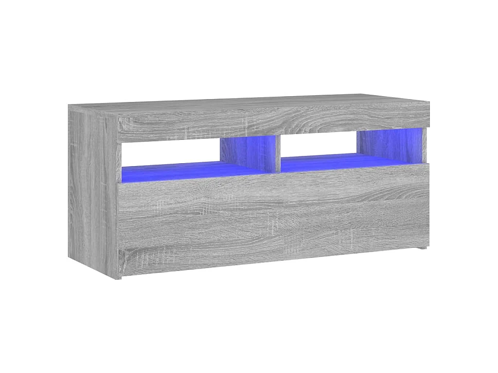 Ilion  Meuble TV avec lumières LED Sonoma gris 90x35x40 cm