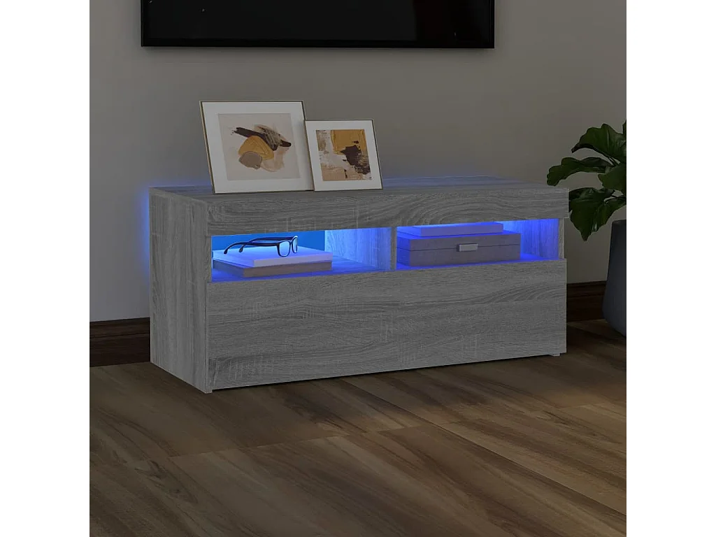 Ilion  Meuble TV avec lumières LED Sonoma gris 90x35x40 cm