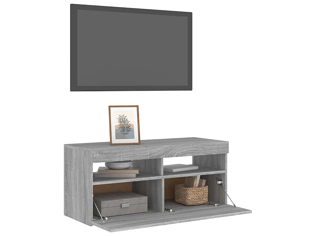 Ilion  Meuble TV avec lumières LED Sonoma gris 90x35x40 cm