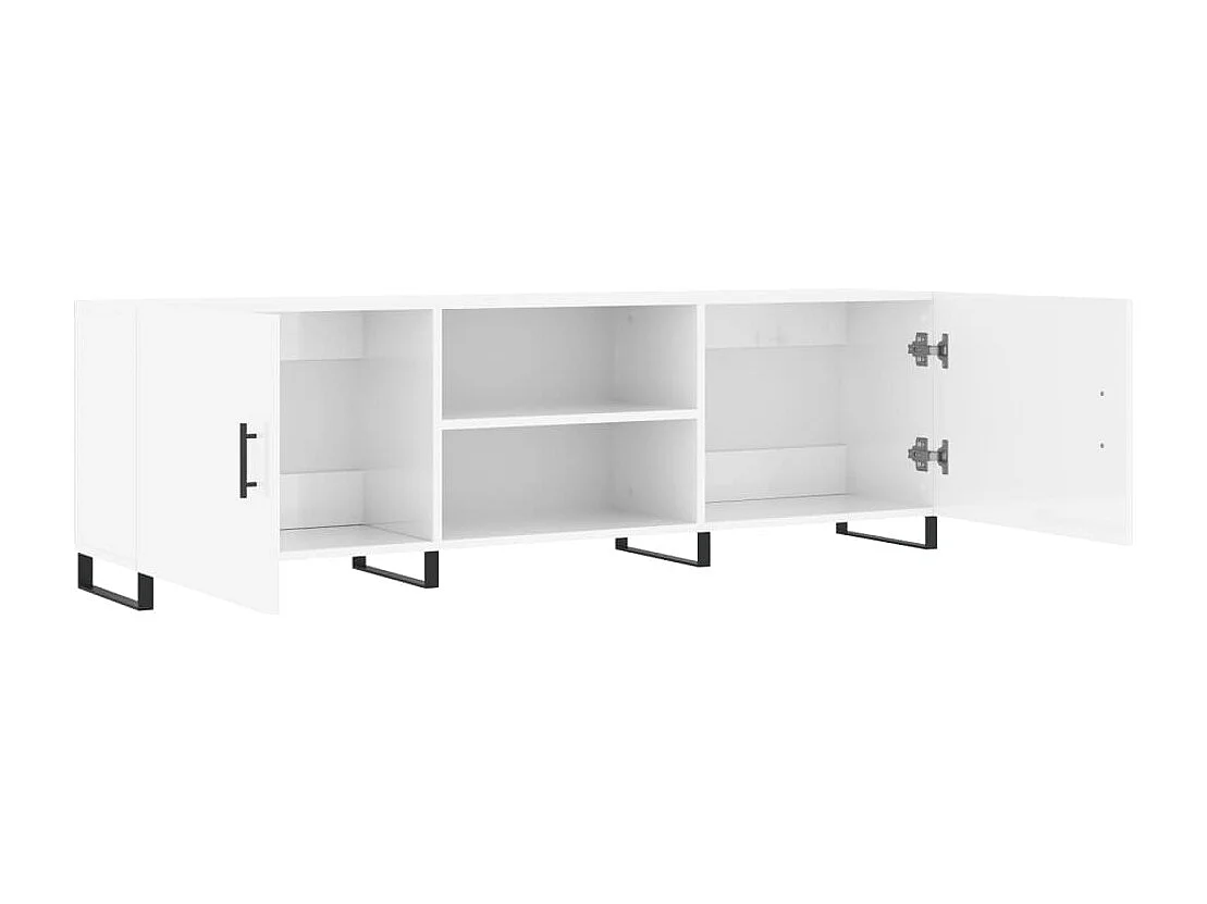 Astrid Helene  Meuble TV blanc brillant 150x30x50 cm bois d'ingénierie