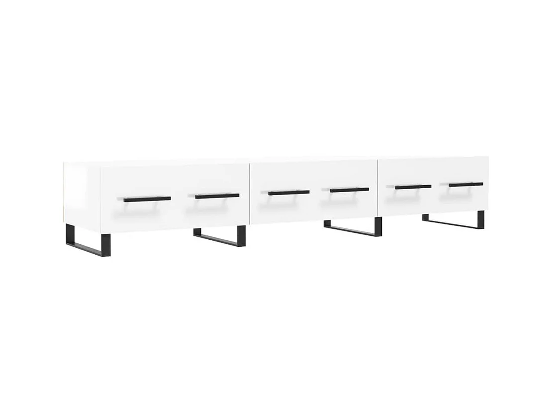 Hermitage  Meuble TV blanc brillant 150x36x30 cm bois d'ingénierie