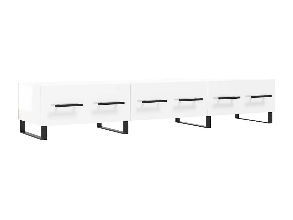 Hermitage  Meuble TV blanc brillant 150x36x30 cm bois d'ingénierie