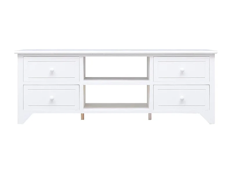 Éric-Paul-Louis  Mueble para TV madera maciza de paulownia blanco 108x30x40 cm
