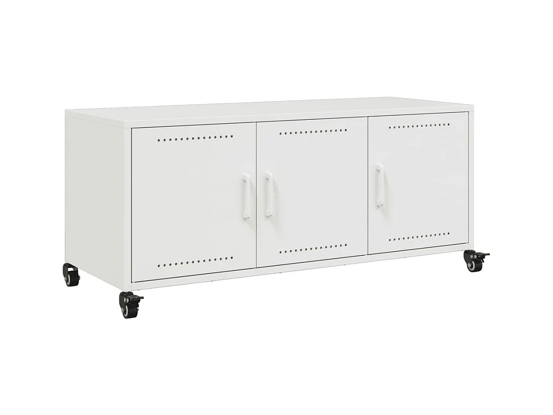 Tours  Meuble TV blanc 100,5x39x43,5 cm acier