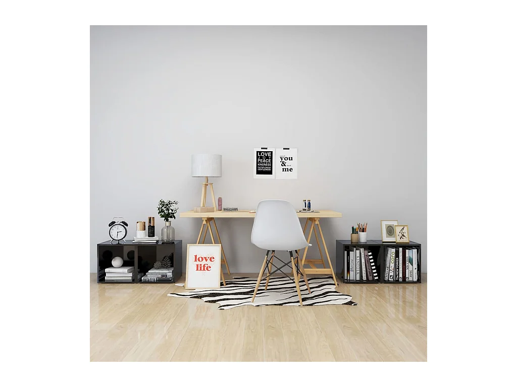 Cape Canaveral  Tv-meubelen 4 st 37x35x37 cm bewerkt hout hoogglans zwart