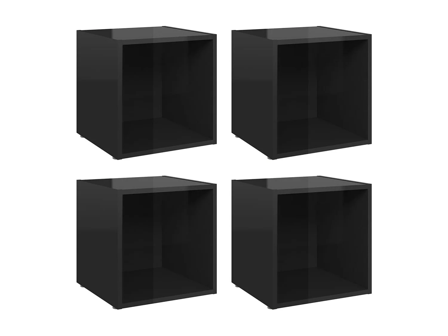 Cape Canaveral  Tv-meubelen 4 st 37x35x37 cm bewerkt hout hoogglans zwart