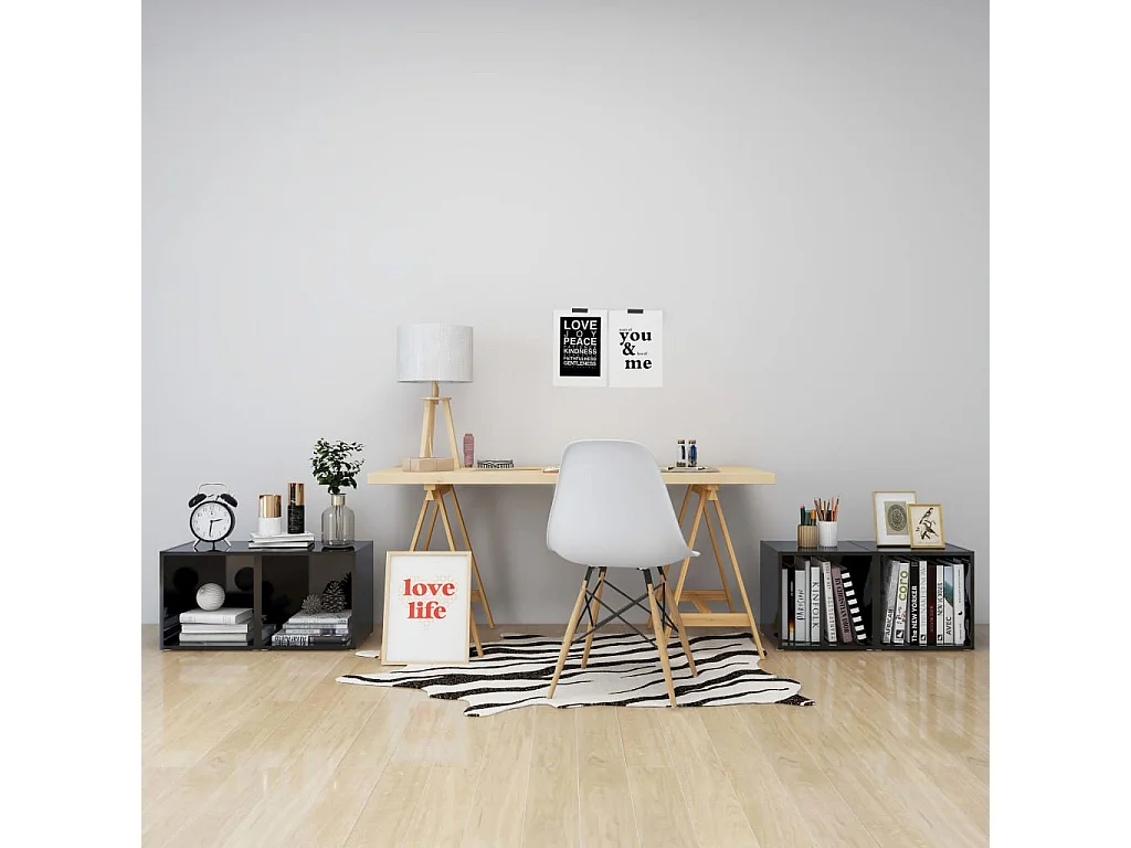 Cape Canaveral  Tv-meubelen 4 st 37x35x37 cm bewerkt hout hoogglans zwart