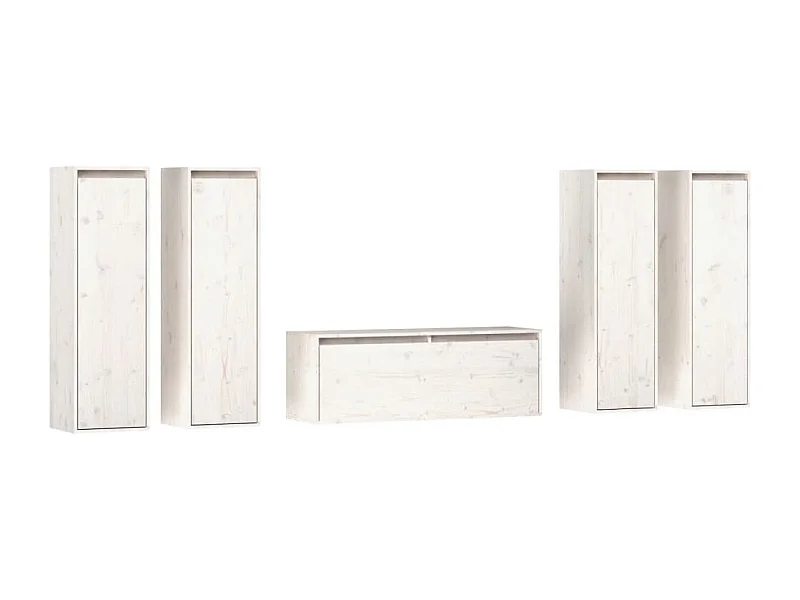 Pryll  Tv-meubelen 5 st massief grenenhout wit