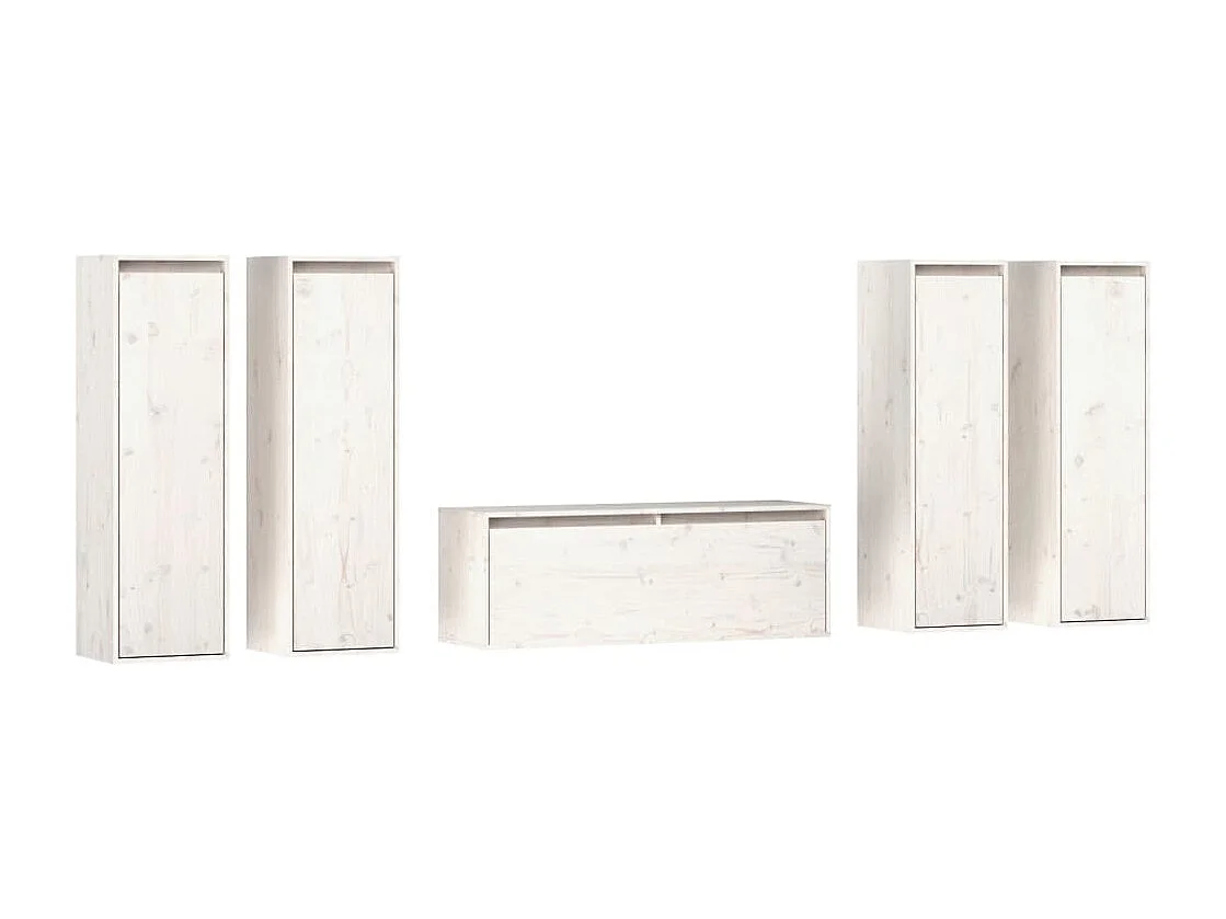 Pryll  Meubles TV 5 pcs Blanc Bois massif de pin