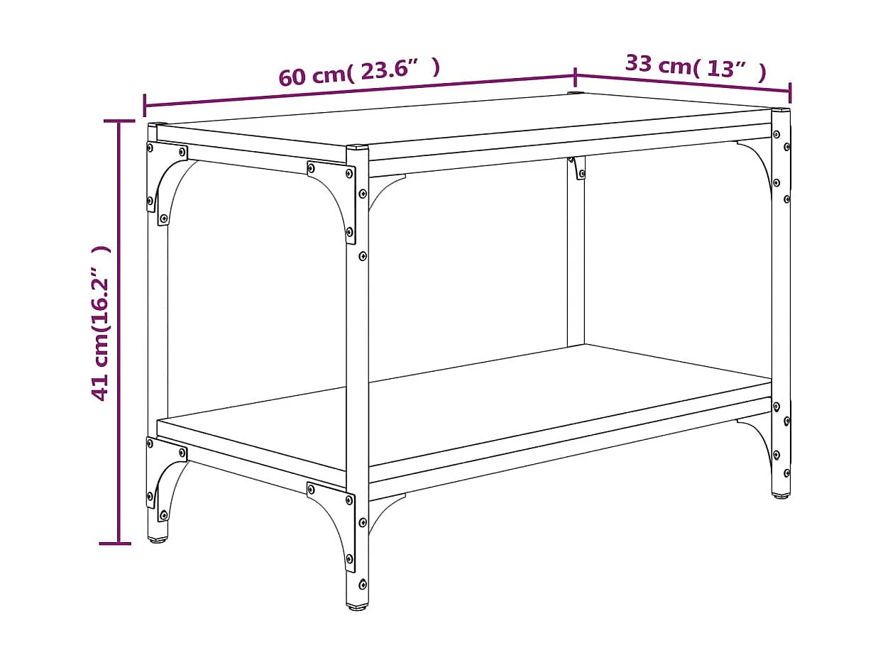 Foster City  Meuble TV Chêne marron 60x33x41 cm Bois d'ingénierie et acier