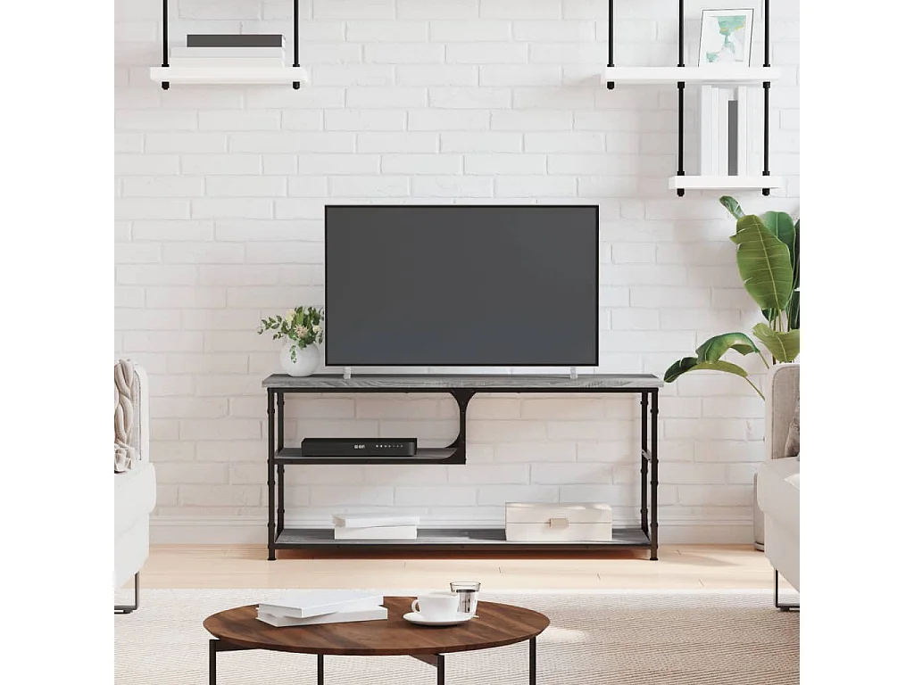 Leonard  Meuble TV sonoma gris 103x38x46,5 cm bois d'ingénierie et acier