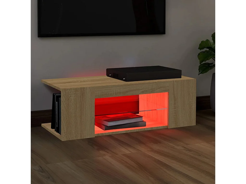 Crijn  Meuble TV avec lumières LED chêne sonoma 90x39x30 cm