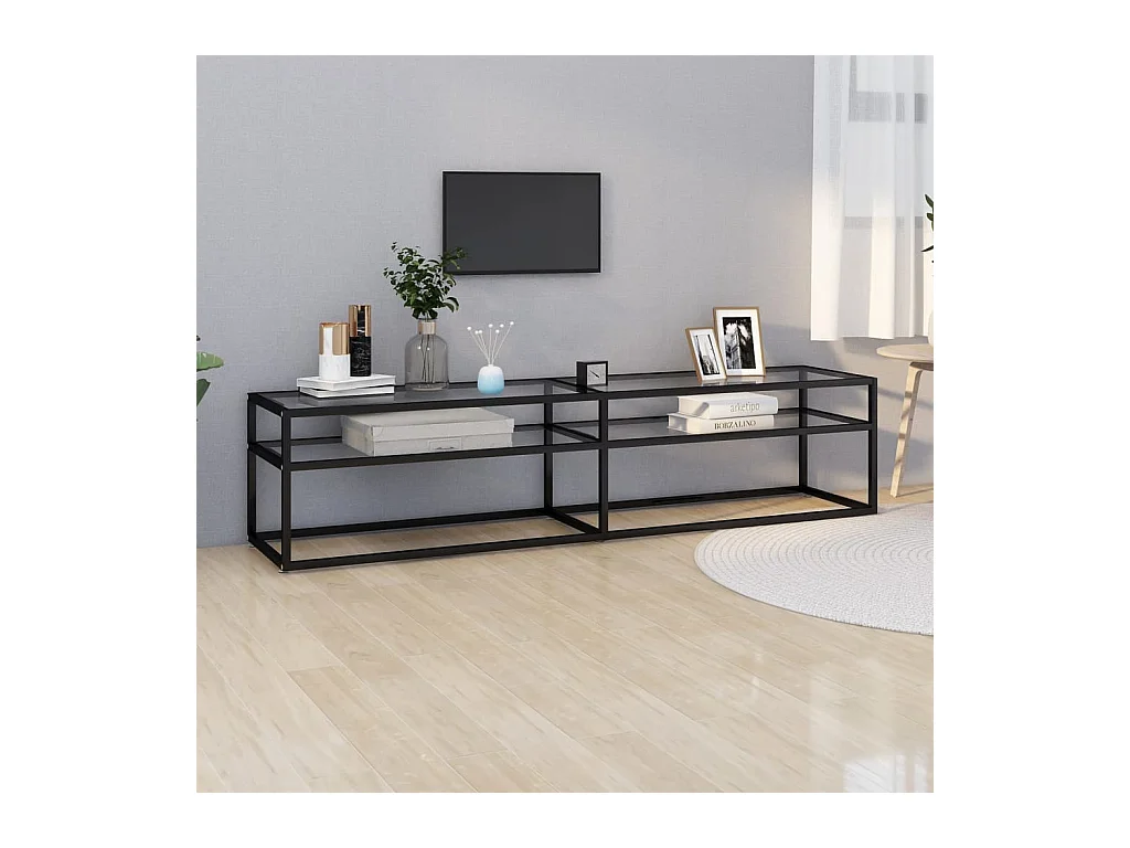 Ballypatrick  Meuble TV Transparent 180x40x40,5 cm Verre trempé