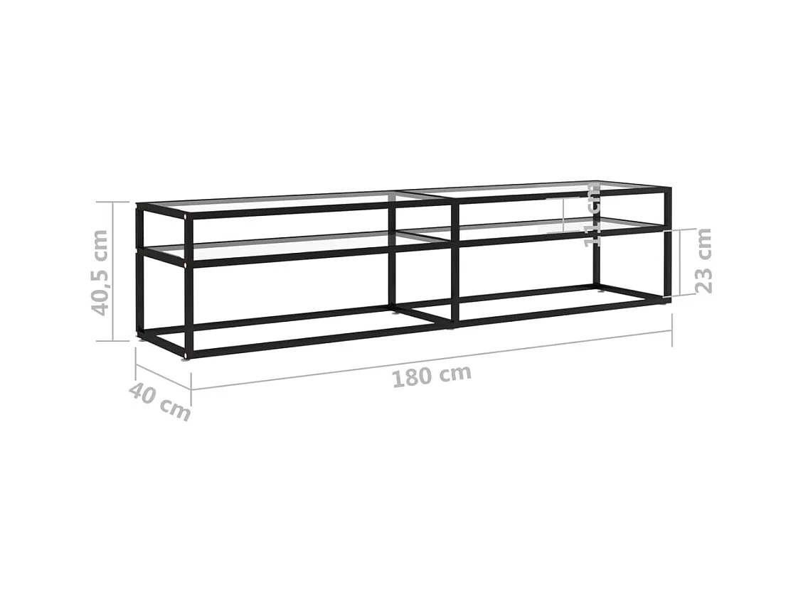 Ballypatrick  Meuble TV Transparent 180x40x40,5 cm Verre trempé