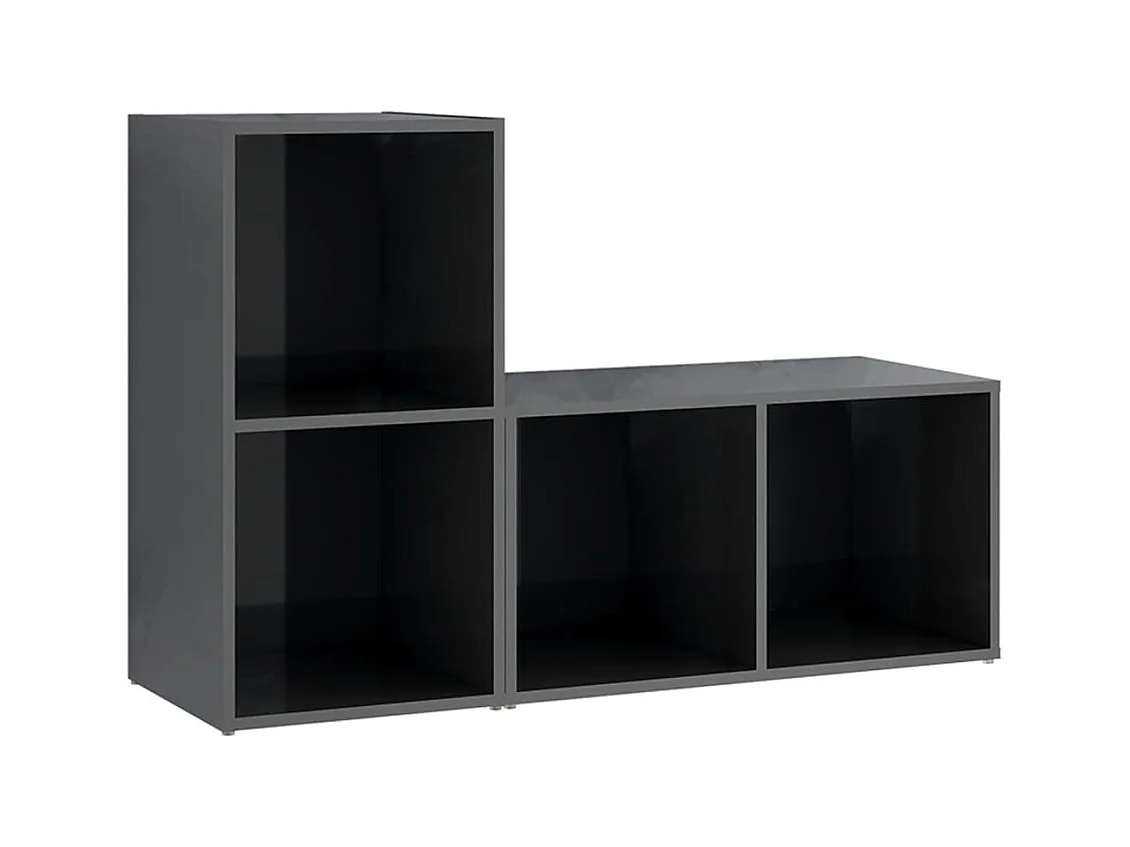 Garden Furniture -  Meubles TV 2 pcs Gris brillant 72x35x36,5 cm Bois d'ingénierie