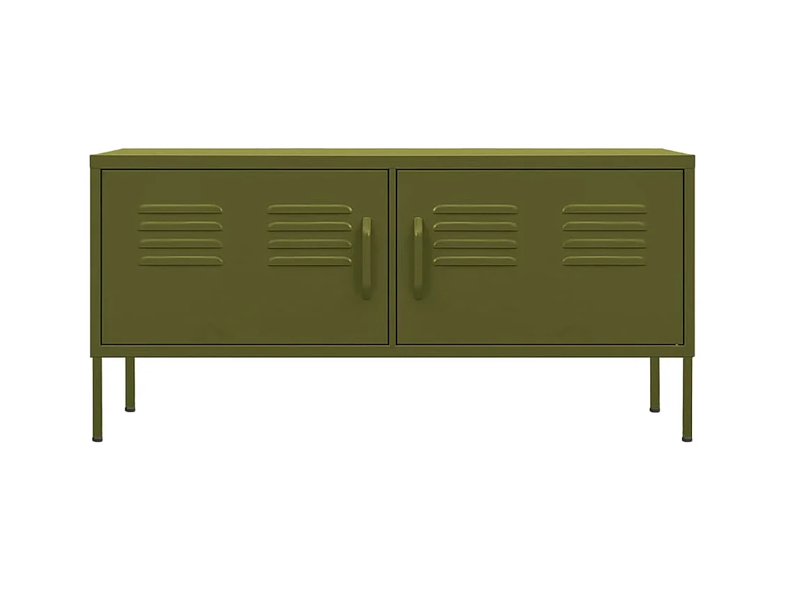 Drøbak  Meuble TV Vert olive 105x35x50 cm Acier